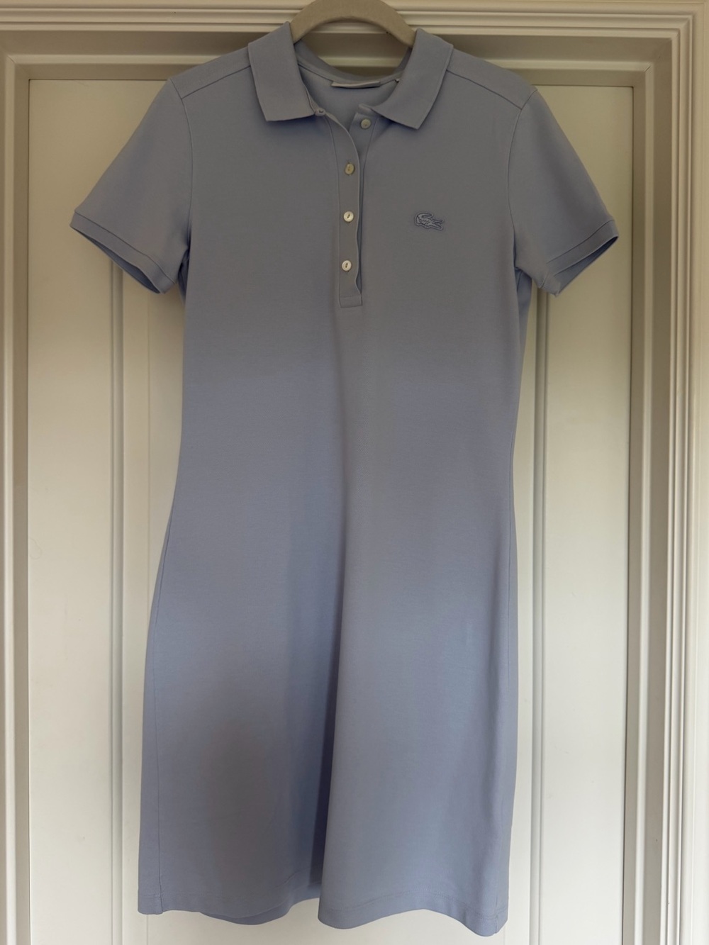 Lacoste Classic Baby Blue Short Sleeve Pique Polo Dress Slim Fit Sz 36
